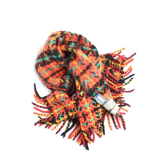 YSL Plaid Wool Knit Scarf